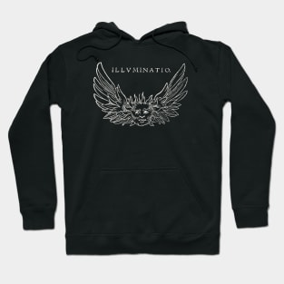 ILLUMINATIO Winged Sun Woodcut Retro Distressed Art Hoodie